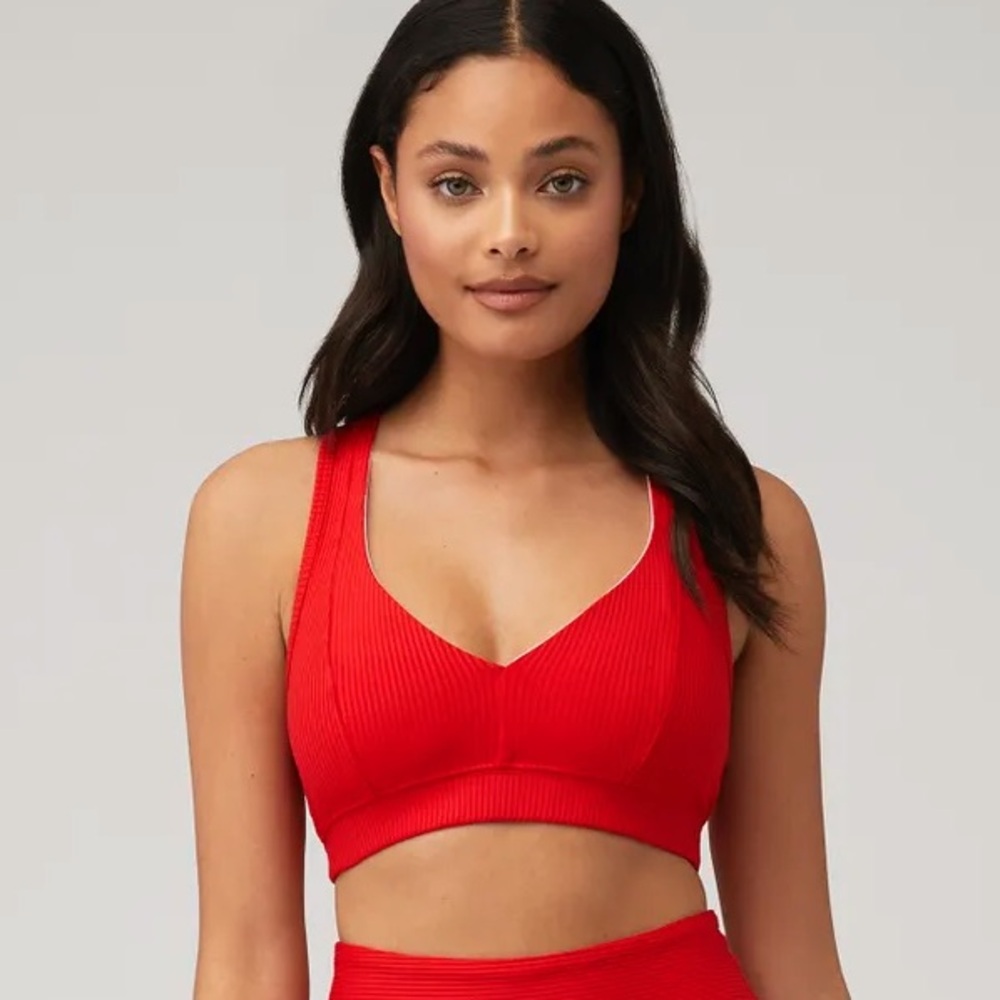 Year of Ours Red Ribbed Sports Bra